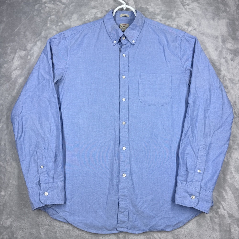 J.CREW Oxford Slim Fit Button Down Shirt Mens Large Blue Long Sleeve Pocket